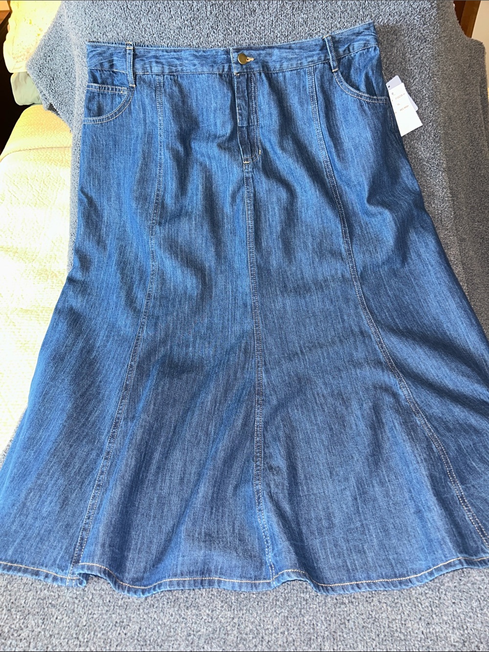 Studio West Denim A-Line Skirt in Blue